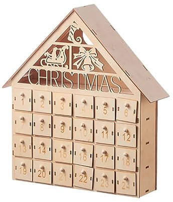 Adventskalender 2024 - Geschenkbox mit Schublade - Adventskalender Frauen mit 24 Fach - Adventskalender Tischkalender 2024 - Sprüche Adventskalender - Weihnachtsdeko (B)