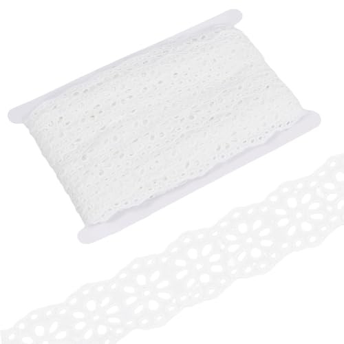 BENECREAT 15 Yards/13.7m Weiß Baumwolle Spitze Band, 38mm Nähen Spitze Trim Stickerei florale Spitze für Handwerk nähen, Hochzeit Braut Dekoration, Home Dekoration, Verpackung