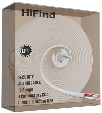 HiFind 18 Gauge 4 Conductor Low Voltage Wire 500 Ft, UV Resistant 18 AWG CL2 4 Colors Hook up DC Alarm Bell Wire, Flexible, Outdoor, Pull Box for LED, Security Systems, Speaker, Automotive, RGB Cable