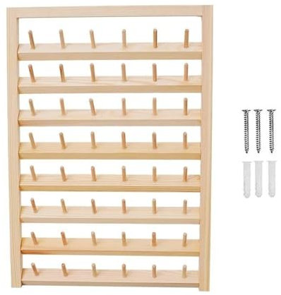 YOUZHIYI Spulenständer aus Draht 48/54 Spulen Nähgarn Aufbewahrungsbox aus Holz Spule Garnhalter Home Stickerei Klapprahmen Nähständer Organizer in Mehreren Größen(48 Spools)