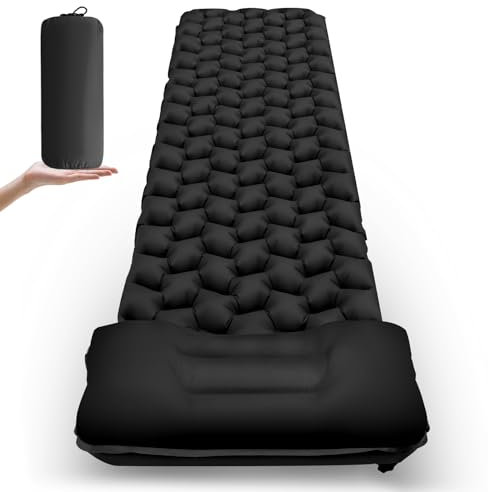 Sundom Isomatte Camping, Ultraleichte Aufblasbare Isomatte mit Kissen, wasserdichte und Feuchtigkeitsbeständige Camping Luftmatratze, für Camping Wandern Reisen Backpacking Schwarz