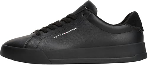 Tommy Hilfiger Baskets Homme Detail Essential en Cuir, Noir (Black/Black), 44