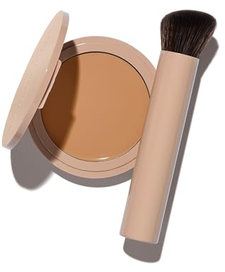No Makeup Makeup Foundation + Brush Duo, Cream-Balm Formula Conceals, Corrects and Camouflages with Skin-Tone Adaptive Flexshade Technology, Buildable, Long-Lasting, Cruelty-Free, Vegan, Natural