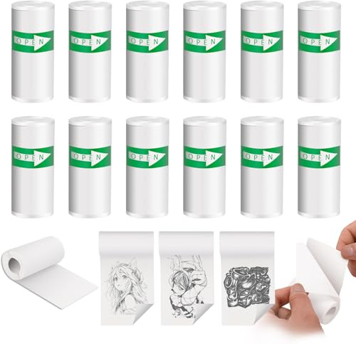 HOMIKLSA Thermopapier für Kinder Sofortbildkamera,12 Rollen Thermopapier Kinderkamera,Null Tinten Druckpapier,Thermodrucker papier weiß - Einfach auszutauschen (57mm x 25mm)