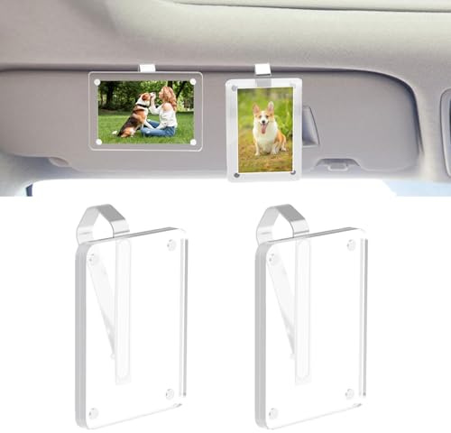 Srvauyea 2 Pezzi Portafoto Parasole per Auto, Portafoto Magnetico in Acrilico per Auto, Acrilico Magnetico Supporto Foto Auto, Clip per Foto Adatto per Aggiungere Foto di Famiglia