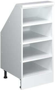 Vicco Dachschrägenschrank Rion, Weiß/Weiß | B40 x T46 cm, mit 4 Fächern, platzsparend für Dachschrägen
