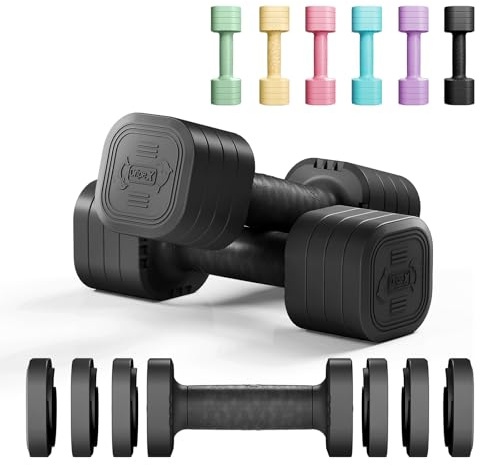 Dripex Mancuernas Ajustables de 2,5 kg/5 kg, Juego de Pesas con Mango Antideslizante para Mujeres Hombres Pesas Ajustables para Fitness Gimnasio en Casa