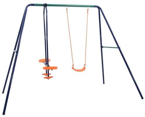 Générique Ensemble de balançoire 3 Places Acier,Jeux & Jouets,Jeux de Plein air,Balançoires & portiques,Orange,17.63 KG,92319