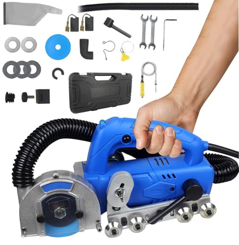 Limpiador de juntas eléctrico, máquina limpiadora de juntas de azulejos sin polvo con profundidad ajustable, ranura eléctrica para limpieza de juntas de azulejos de cerámica(1200W)