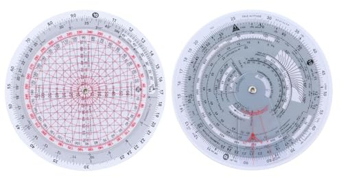 Gutol Regla de cálculo circular para computadora de vuelo E6B, calculadora de navegación circular de plástico impermeable para cálculos de viento y velocidad
