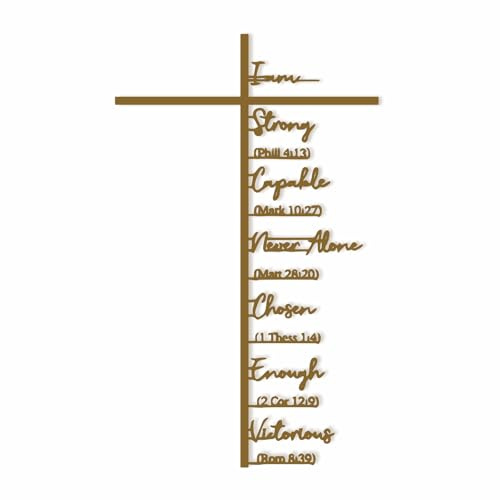 Qtaikong Large Metal Cross Wall Art with Scripture - Christian Religious Wall Decor, Jesus Home Church Wall Hanging, Scripture-Inspired Christian Gift for Christians(golden)