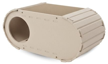 Katzenhaus Katzenhöhle Kratzbrett mit Kratzpappe für Katzen 60×31×27 cm – Höhle Katzenbett flauschig mit 2 Eingängen, Kratzfläche aus Pappe, Katzenversteck Katzenzelt Katzenzubehör - Beige