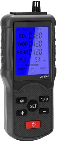 CO2 Meter Air Tester Monitor CO2 TVOC Meter Temperature Humidity Measuring Device Multifunctional CO2 Detector Wide Applications