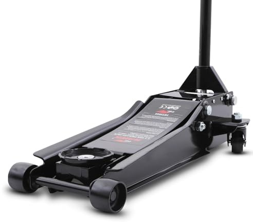 Hawk 2.5 Tonne Hydraulic Tolley Car Jack 2,500kg Van Pump Lift Low Profile 80mm-520mm Height 360 Movement Twin Piston 1160mm Handle 110mm Platform 9 Stoke Full Height