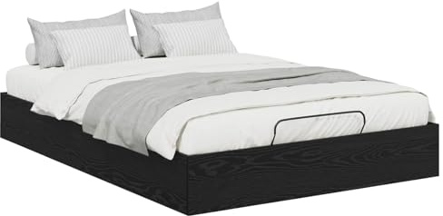 vidaXL Ottoman Bed Frame Black Oak 203 x 140 x 25 cm Chipboard, Modern Space-Saving Bed Frame, Elegant Ottoman Storage Solution for Home Bedroom, Contemporary Chipboard Design
