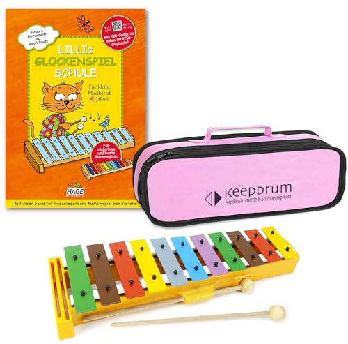 Sonor GS - Juego de carillón (incluye libro de partituras Lillis y funda keepdrum), color rosa