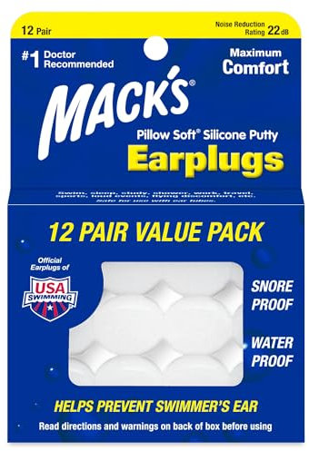Mack's Pillow Soft Silicone Earplugs, 12 Pair – The Original Moldable Silicone Putty Ear Plugs for Sleeping, Snoring, Swimming, Travel, Concerts and Studying