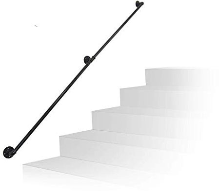 Contemporary Handrails for Stairs Banister Rail Support Kit 30~600cm Wall Mounted Iron Rail Compliant for Applications Interior and Exterior