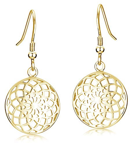 MATERIA Damen Ohrringe Gold hängend - 925 Silber Ohrhänger rund Chakra vergoldet SO-451-Gold