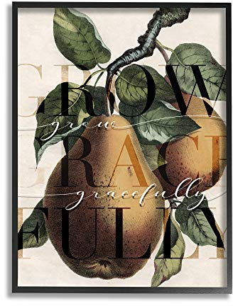 Stupell Industries Grow Gracefully Phrase Vintage Yellow Pear Tree