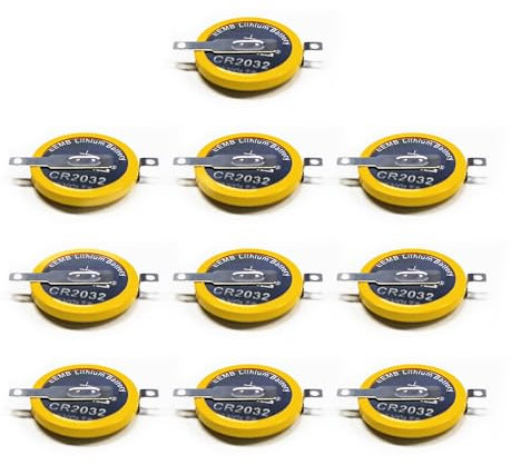 EEMB Batterien Knopfzellen CR2032 mit Lötfahne 3V Gameboy Batterie Lithium CR2032 Tabbed für Sensor Radio Game Boy, GBA und Color 10 Stück