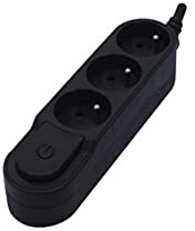 Design Steckdosenleiste 3x16A mit Schalter und Flachstecker - 1,5m - Schwarz
