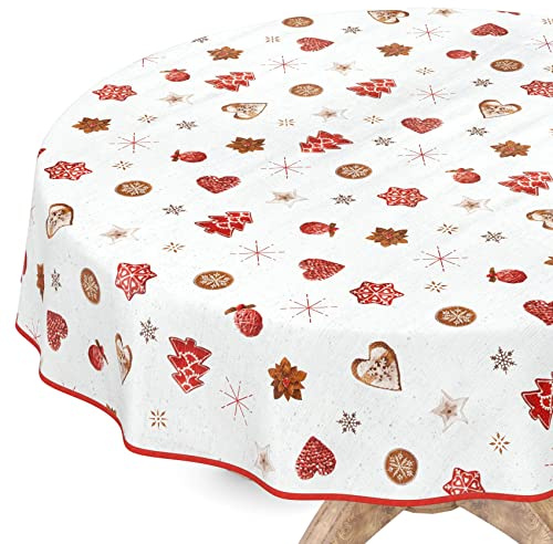 Tischdecke abwaschbar Weihnachten Wachstuchtischdecke Rund 120cm mit Saum (eingefasst) Silvester Wachstuch