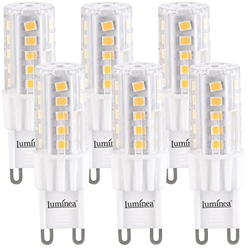 Luminea LED Stift: 6er-Set LED-Stiftsockellampe G9 4,5W (ersetzt 30W) 480lm warmweiß 360° (G9 Leuchtmittel, LED Stiftsockel, Einbaustrahler)