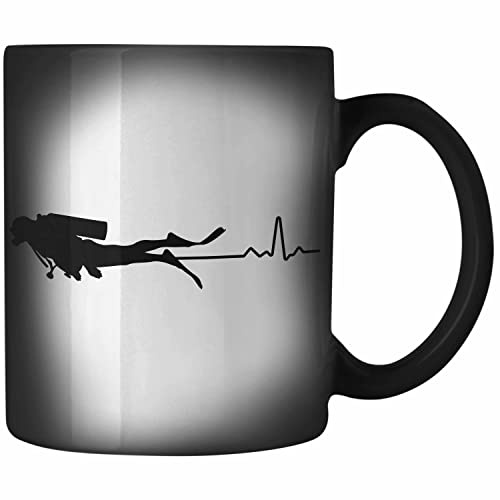 Trendation - Taucher Zaubertasse Geschenk Farbwechsel Tasse Geschenkidee Männer Tauchen Evolution Grafik Tauchlehrer Tauchsportler Becher