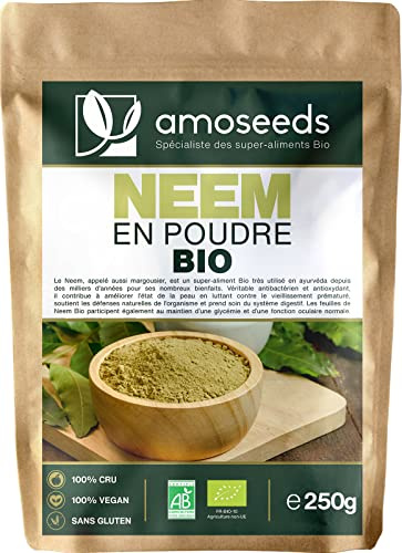 Neem en Poudre Bio 250G | Feuilles de Margousier | Peau, Cheveux, Digestion | Qualité Supérieure