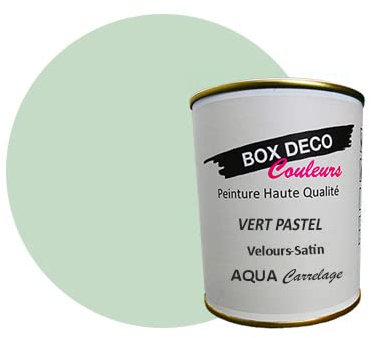 BOX DECO COLORES Pintura de azulejos y loza de pared a base de laca de poliuretano monocomponente con aspecto aterciopelado Aqua azulejos – 750 ml / 7,5 m², verde pastel