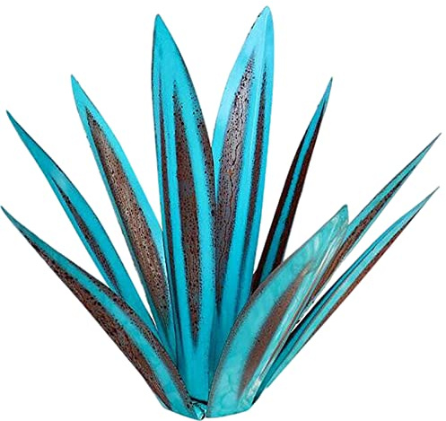 Samnuerly 65 cm Groß Tequila Rustikale Skulptur Tequila Rustikale Skulptur 9 Blätter Metall Agave Pflanze Garten Pflanze Ornament Eisenkunst Pflanze Wohnkultur (Beach Color), ID0121