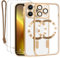 Lafunda Durchsichtig Hülle für iPhone 13 Pro Max Handyhülle Kompatibel mit MagSafe mit Kameraschutz und 2 Stück Panzerglas, Clear Magnetisch Case mit Schlüsselband für iPhone 13 Pro Max-Gold