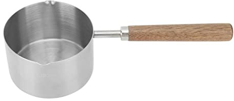 TOPINCN Mini-Kochtopf mit Komfortablem Walnussgriff, 200 Ml Fassungsvermögen, Edelstahl, Verhindert Verbrühungen für Schnelles Würzen, Design mit Flachem