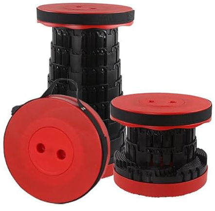Rshuhx Sgabello Pieghevole Portatile, Adulto Sedia Pieghevole, Sgabello da Campeggio, Sgabello Leggero Retrattile per Barbecue All'aperto Sgabello da Pesca Carico Massimo 460lbs/210kg(Rosso)