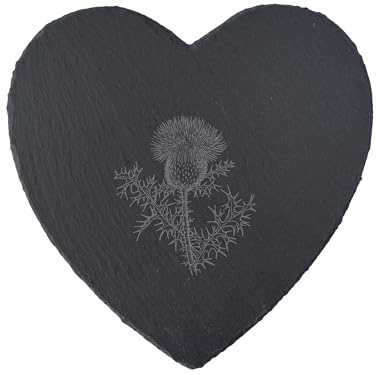 CGB Giftware | The Highlands Thistle Design Heart Slate Cheeseboard in Gift Box | Homeware | Serveware | Dinner Party | Rustic Slate | GB07885