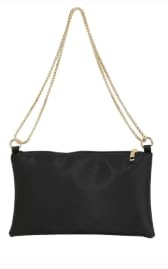 Inshere Sac à main en satin pour femme, sac à bandoulière pour mariage, fête, sac à bandoulière, Noir
