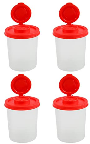 Booso Lot de 4 salières et poivrières étanches à l'humidité avec couvercles rouges en plastique hermétiques