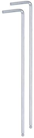 sourcing map 2pcs Ball End Hex Key Wrench 2.5mm L-Shape Extra Long Arm Hexagon Metric Wrenches Chrome Vanadium Steel Repairing Tool for Home Repair, Silver Tone