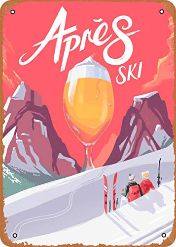 SBKGBIEHG Retro-Blechschild, Motiv: Apres, Ski, rustikale Dekoration, Vintage-Schild, Zuhause, Küche, Bar, Café, Club, Höhle, Wanddekoration, Metallschild, 20 x 30 cm
