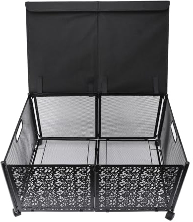 Faltbare Spielzeug-Aufbewahrungsbox, Große Spielzeugtruhe aus Metall mit 70 L Fassungsvermögen und Rollen, Spielzeugkiste, Faltbare, Stabile Spielzeug-Aufbewahrungsbox für (BLACK)
