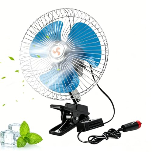 Car Fan, Portable Vehicle USB Fan with 2 Speeds, Car Cooling Fan, Electric Car Fan Silent Auto Desk Fan, Rotation Metal Car Fan For Car Camping Kitchen(6-inch 12V)