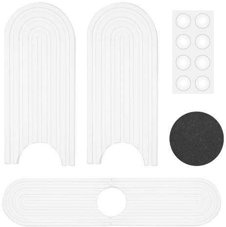 WYYFXY® 1 Stück Wasserhahn Abtropfmatte Kieselgur Wasserhahn Spritzschutz 45×10×0,9cm Drainagematte Spüle Weiß Wasserhahnmatte für Küche, Badezimmer