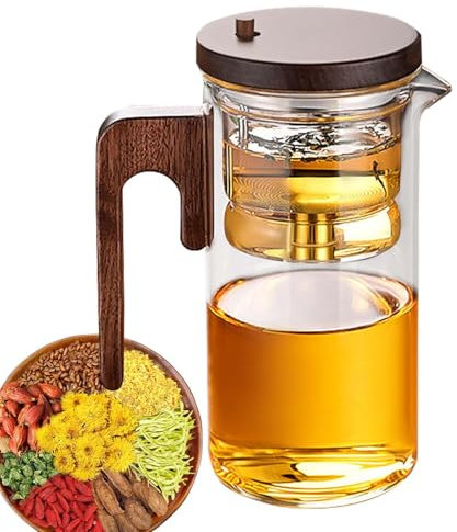 Glass Tea Infuser Bottle - Leakproof Tea Infuser Tumbler Tea Infuser with Ergonomic Handle | Glass Tea Infuser Travel Mug, Heat-Resistant Tea Cup, Tea Water Separation Bottle for Tea