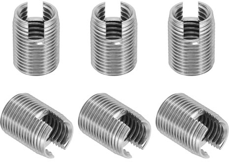 PATIKIL Self-Tapping Threaded Inserts, 6 Pcs M14 x M18 x 24mm 303 Stainless Steel Thread Adapter Reducer Slotted Screw Repair Inserts Nuts Sleeve