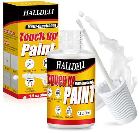 Pittura Bianca per Interni, 30 ml Vernice Bianca per Cucina e Bagno, Pittura Bianca per Graffi, Crepe e Macchie su Pareti, Lavandini, Vasca e Lavoro, Asciugatura Rapida Vernice Piastrelle con Pennello