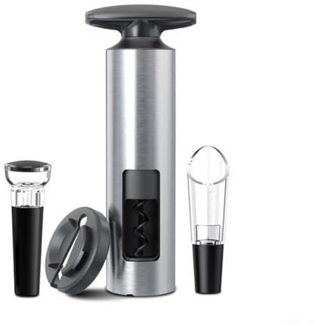 Besttoolifes Set di apribottiglie per vino, cavatappi manuale con tagliacapsule, tappo sottovuoto, aeratore per vino, ecologico, per ristoranti, case, cucine, regali (set da 4 pezzi)