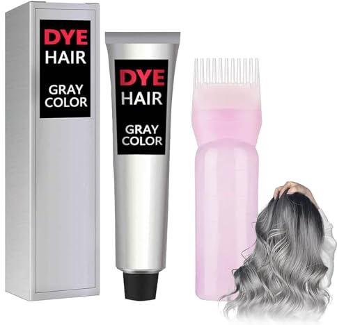 Rostblant tinte de pelo gris plata temporal, viene con una botella de champú, crema colorante natural, color de pelo gris plata, tinte de pelo metálico de plata