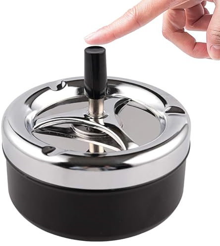 Posacenere con coperchio per esterni, posacenere girevole per esterni, senza fumo, grande acciaio inox per balconi e uffici