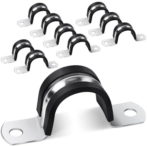 Jeboler 10 Stück U-Rohrschellen Ø 30 mm, 304 Edelstahl Rohrschelle mit Gummipolsterung, 2 Löcher U-Typ Rohr Schlauchschnalle Rohrhalterung Befestigungsschelle für Rohrbefestigung